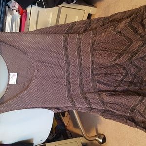 Free People Brown Polka Dot Voile Trapeze Slip XS